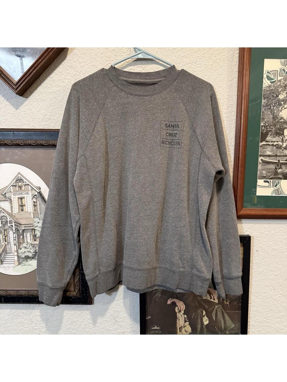 Vintage 00s Santa Cruz Bicycles Gray Designer Men’s Sweatshirt Oversized Small - Picture 1 of 6